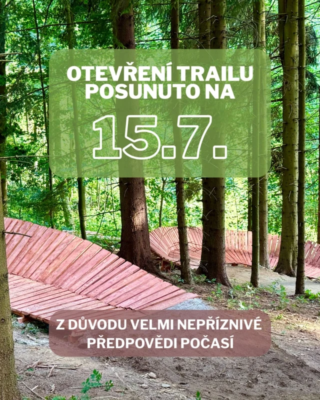 Omlouváme se, ale z důvodu velmi deštivé předpovědi na víkend posouváme otevření Flow Trailu Kejnos na úterý 15. července. Snad se počasí umoudří. Děkujeme za pochopení a respektování zákazu vstupu na trail.